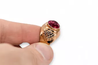 أسلوب فينتاج خاتم الروبين الذهب الوردي الأصلي vrc078r